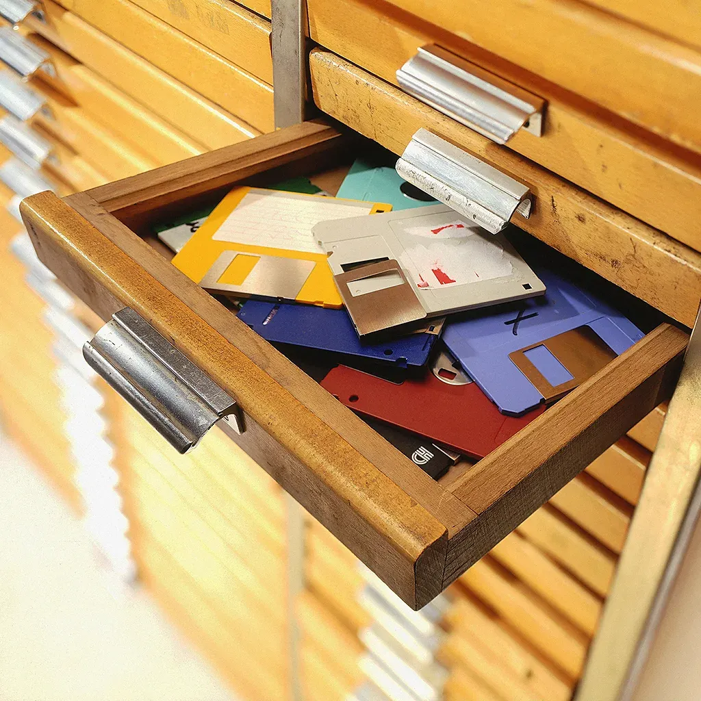 Floppy disks were at the forefront of portable data storage in the 1980s, capable of holding just over three megabytes of data.